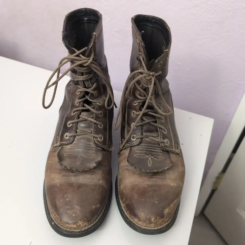 Ariat Heritage Lacer Boots mens 8.5 Distressed Brown Leather Ariat Heritage Boot